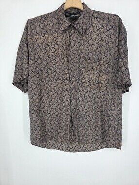 Vintage Colore Italia Paisley Silk Shirt - Size L Brown.